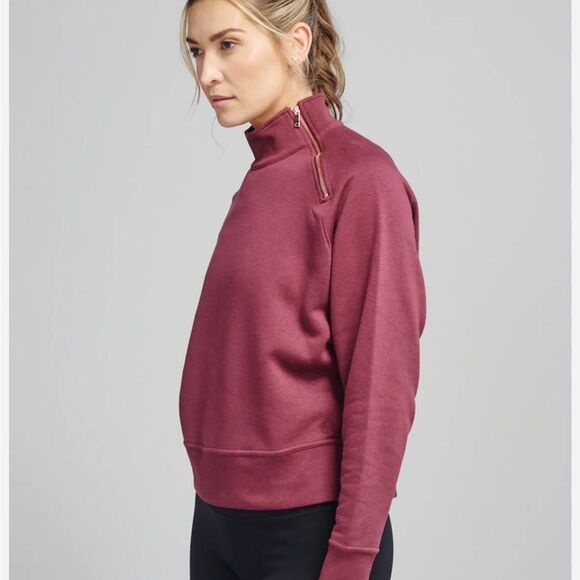 TASC Transcend Side Zip Fleece sweatshirt wineberry Size Large - Picture 6 of 12